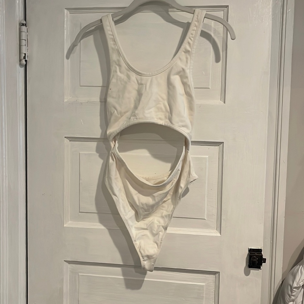 Urban Outfitters White Mesh Open Back Bodysuit